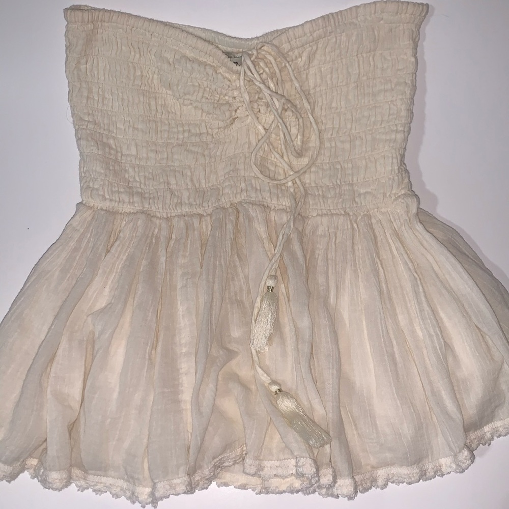 Strapless Flowy Cream Top - Picture 1 of 7
